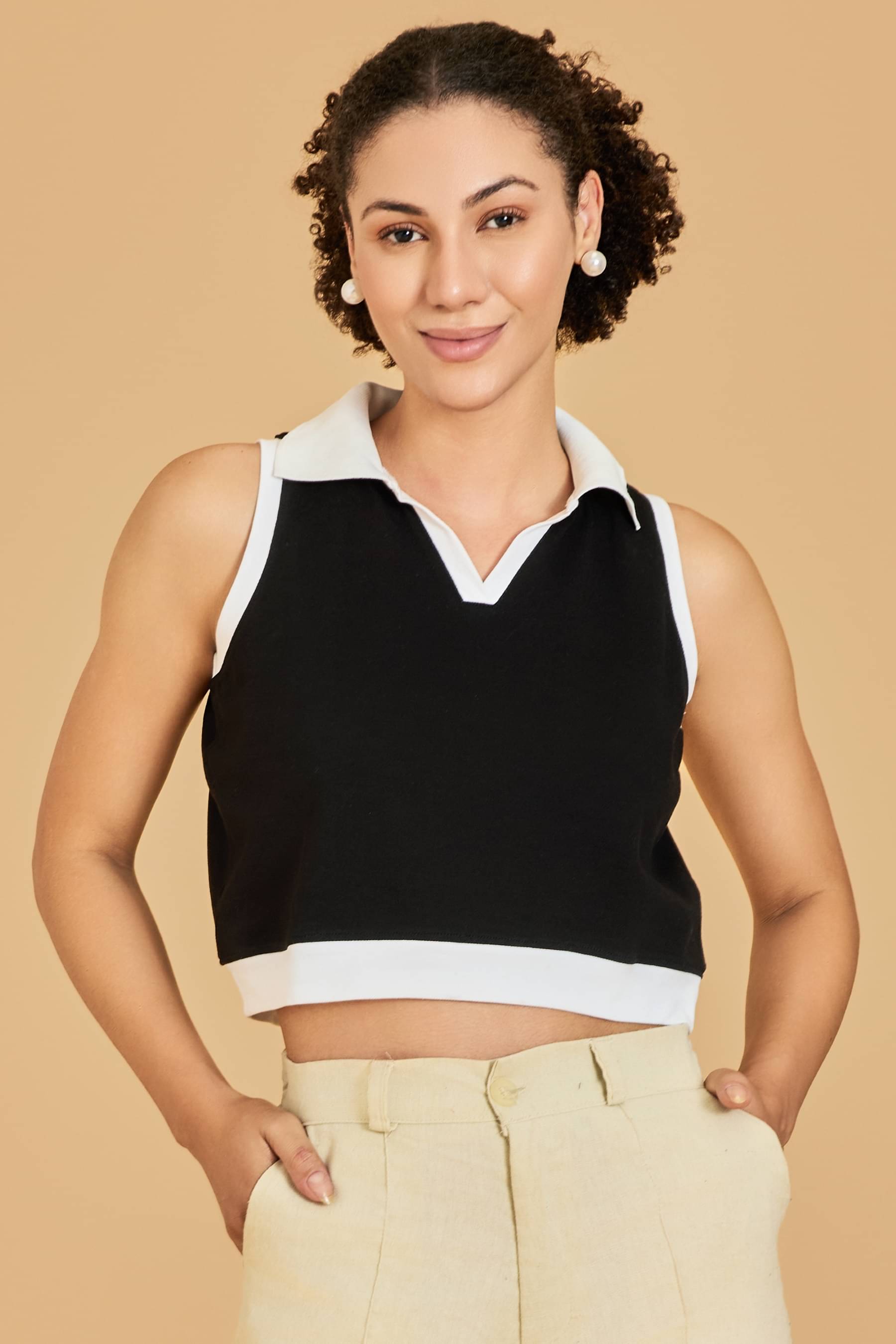     			Urban Sundari Women's Cotton Crop Top ( Black )