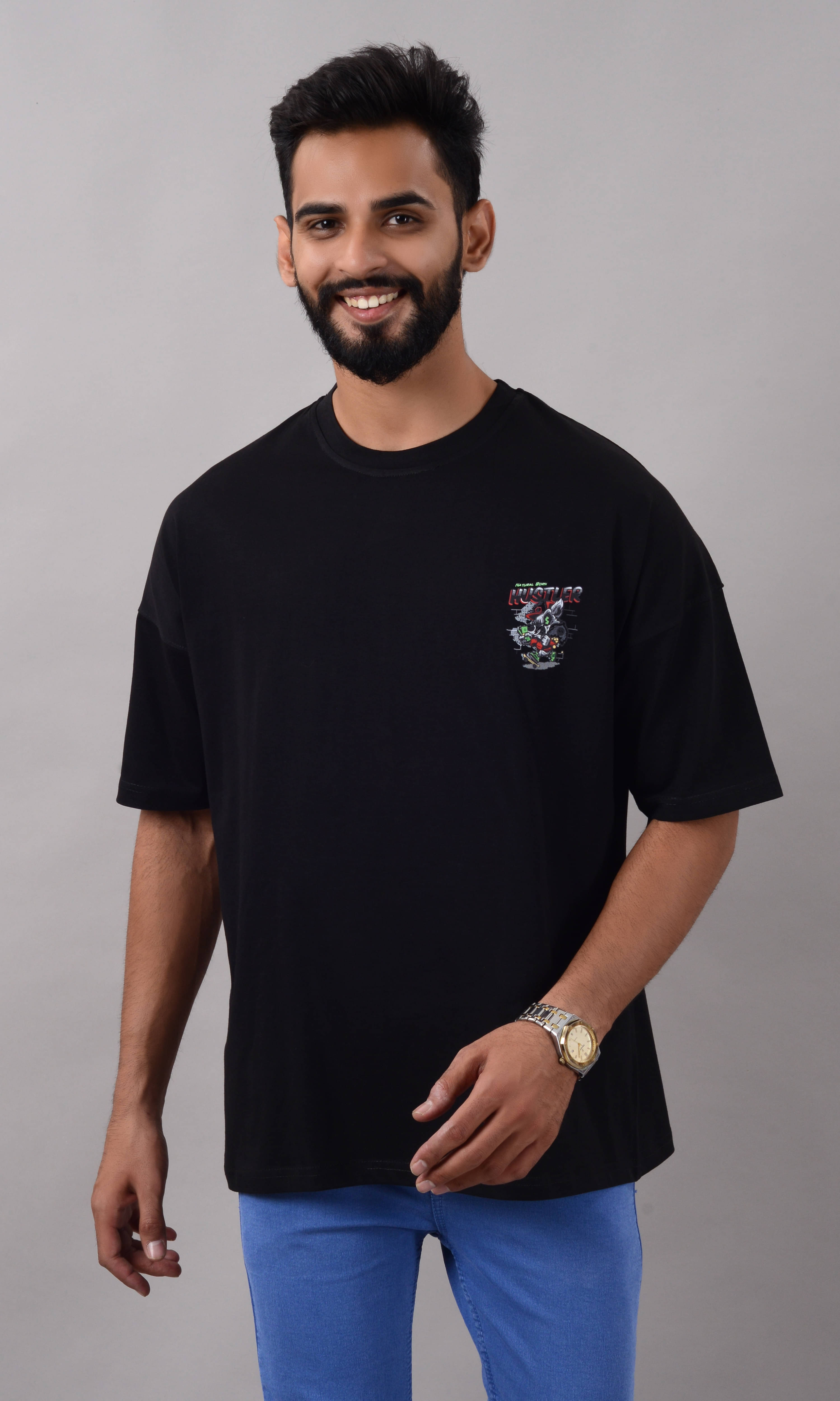     			VILLAIN Pack of 1 Cotton Blend Oversized Fit Men's T-Shirt ( Black )