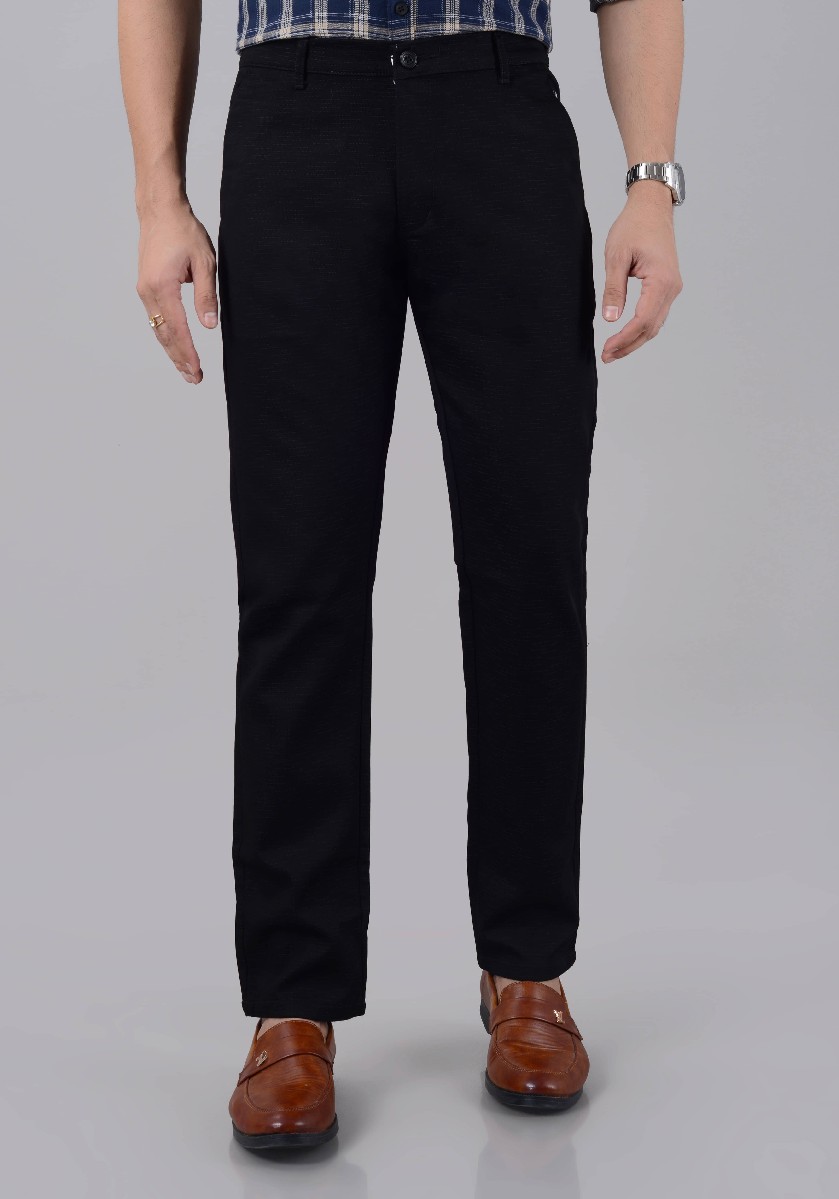 VILLAIN Slim Flat Men's Chinos - Black ( Pack of 1 ) - Trousers | Buy online on ZillyBuy