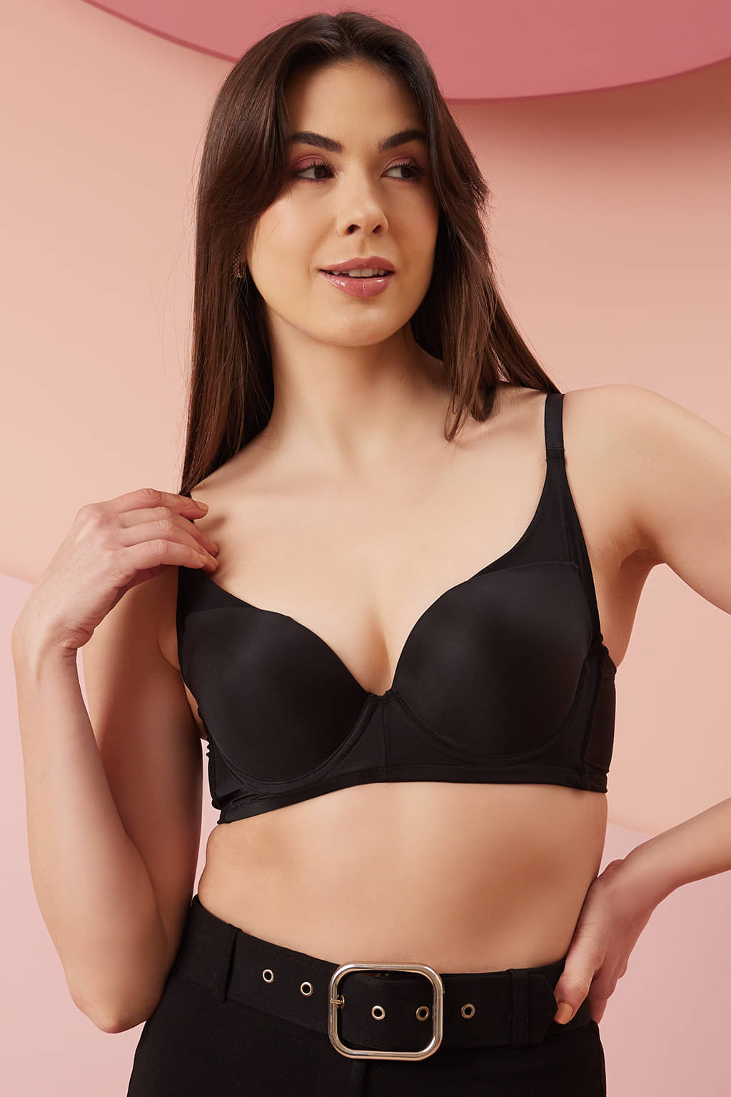     			Clovia Nylon Heavily Padded Women's T-Shirt Bra ( Black ) BR5034R13
