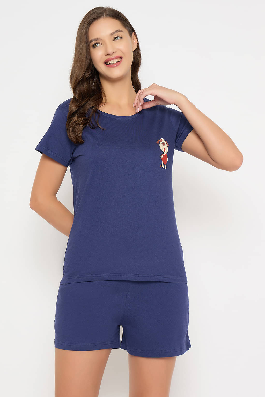     			Clovia Blue Cotton Women's Nightwear Nightsuit Sets ( Pack of 1 )