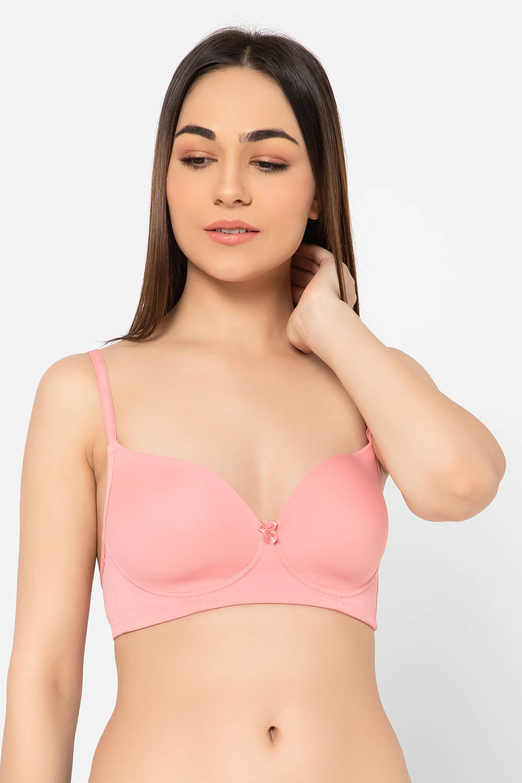 Clovia Nylon Lightly Padded Women's T-Shirt Bra ( Pink ) BR0935X22 Clovia Nylon Lightly Padded Women's T-Shirt Bra ( Pink ) BR0935X22