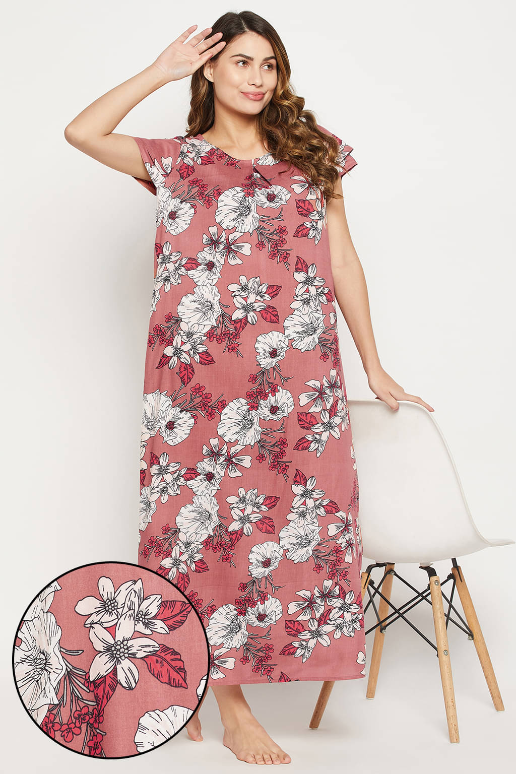     			Clovia Pink Rayon Women's Nightwear Nighty & Night Gowns ( Pack of 1 )