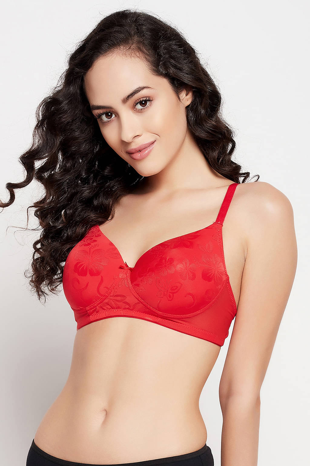     			Clovia Lace Lightly Padded Women's T-Shirt Bra ( Red ) BR2332R04