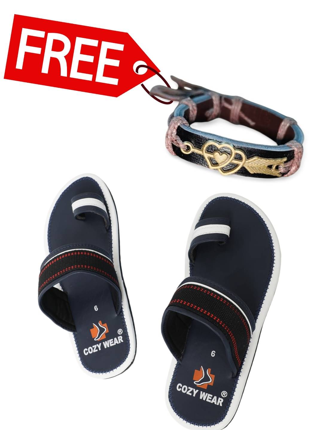     			Cozy Wear Navy Blue Men's Leather Slipper