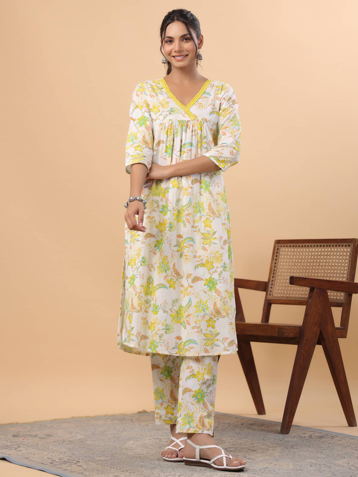 Janasya Cotton Printed Kurti With Pants Women's Stitched Salwar Suit - White ( Pack of 1 ) Janasya Cotton Printed Kurti With Pants Women's Stitched Salwar Suit - White ( Pack of 1 )