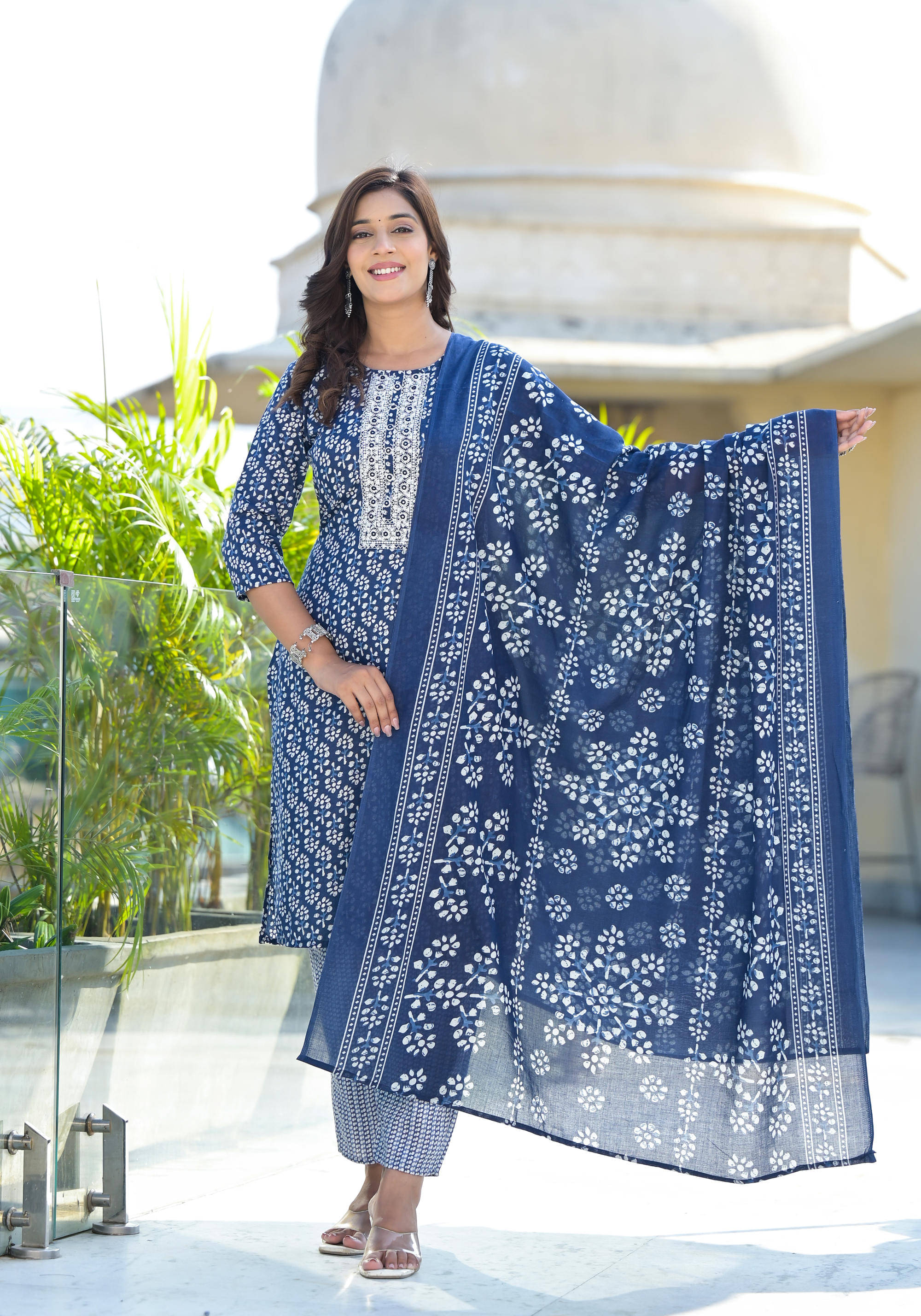 Juniper Cotton Printed Kurti With Pants Women's Stitched Salwar Suit - Blue ( Pack of 1 ) Juniper Cotton Printed Kurti With Pants Women's Stitched Salwar Suit - Blue ( Pack of 1 )