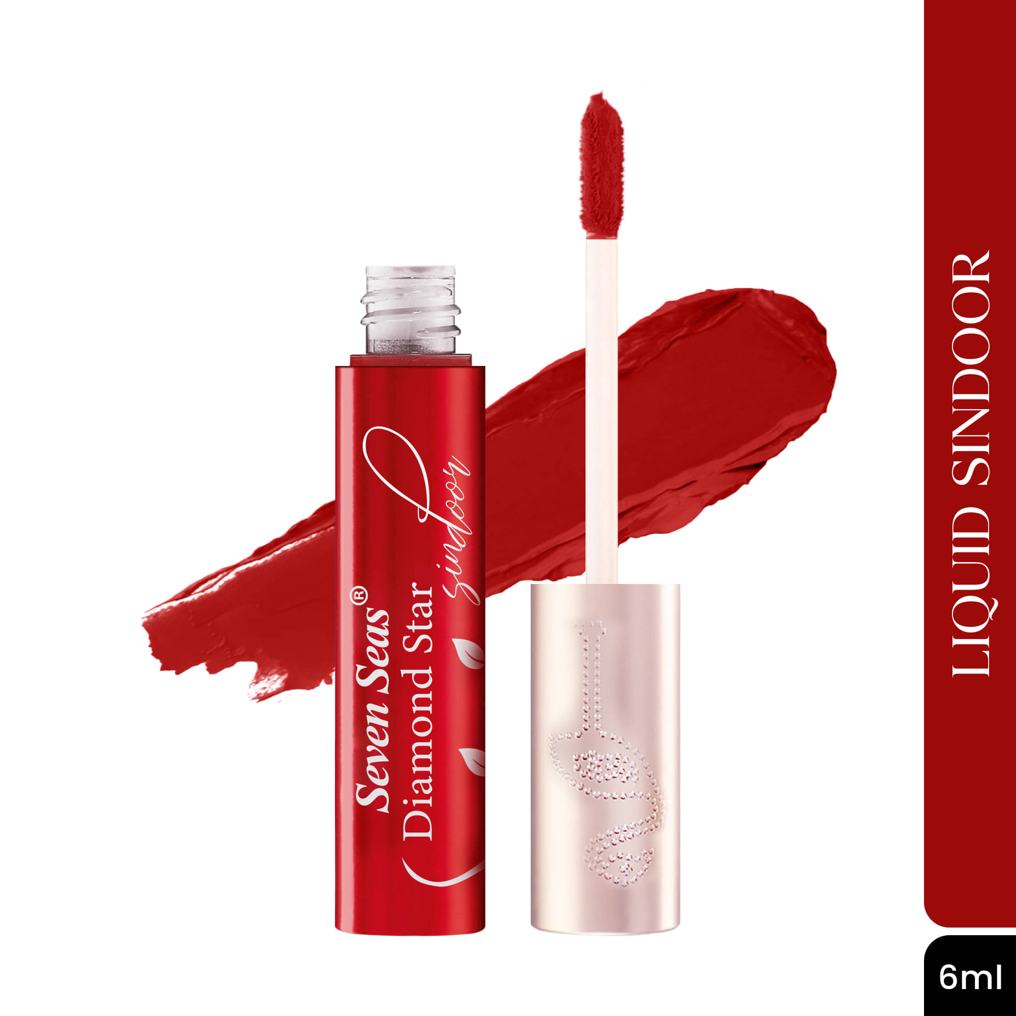     			Seven Seas Long Lasting , Smudge & Water Proof One Stroke Application Diamond Star Liquid Sindoor(Red)