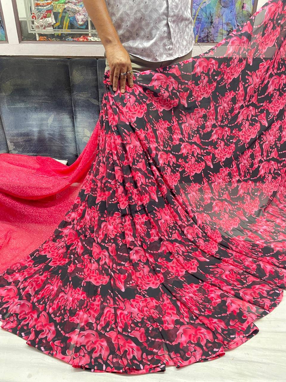 Sitanjali Georgette Printed Saree With Unstitched Blouse Piece ( Red ) Sitanjali Georgette Printed Saree With Unstitched Blouse Piece ( Red )