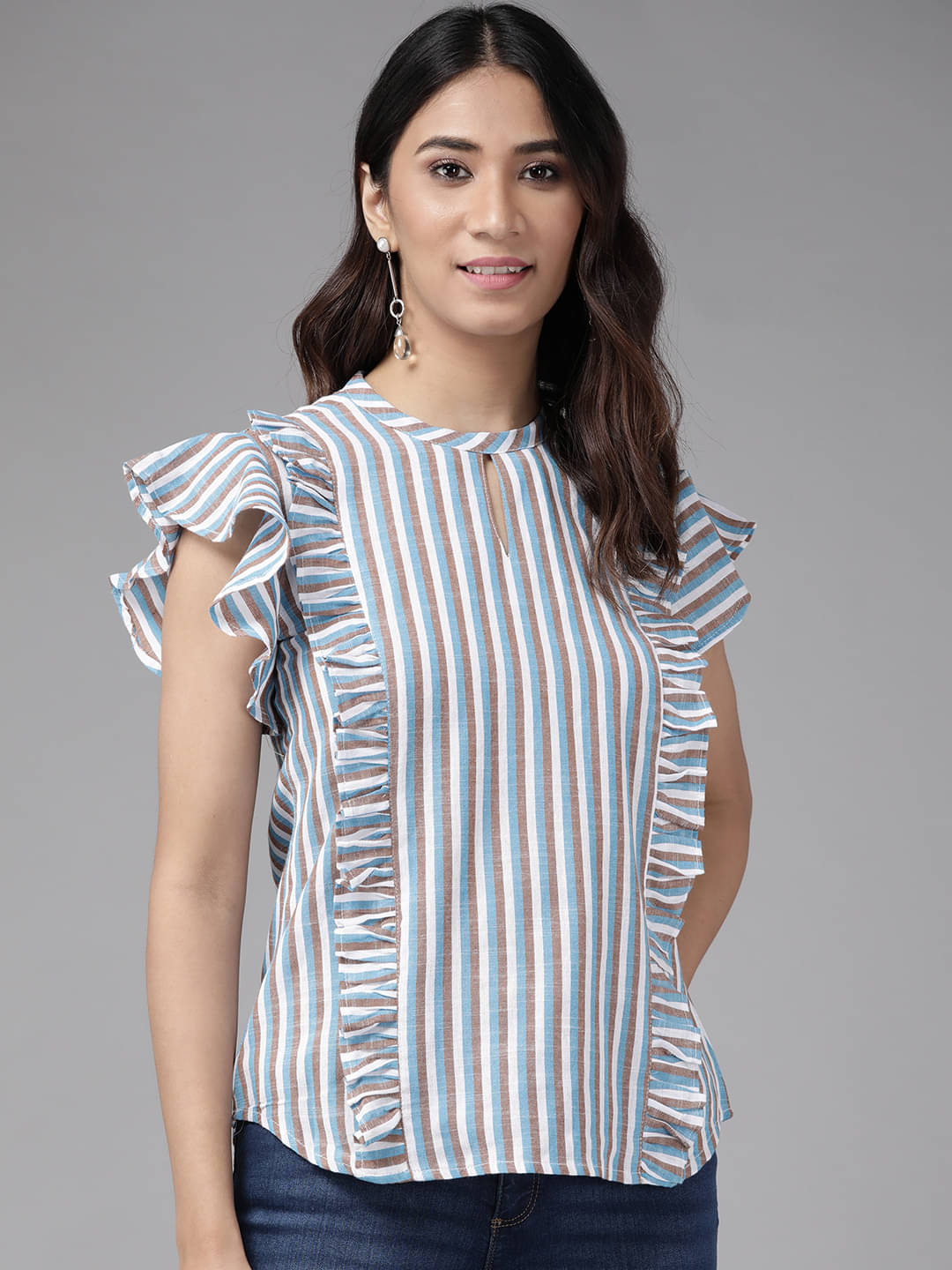Yash Gallery Women's Cotton Blend Regular Top ( Multicolor ) Yash Gallery Women's Cotton Blend Regular Top ( Multicolor )
