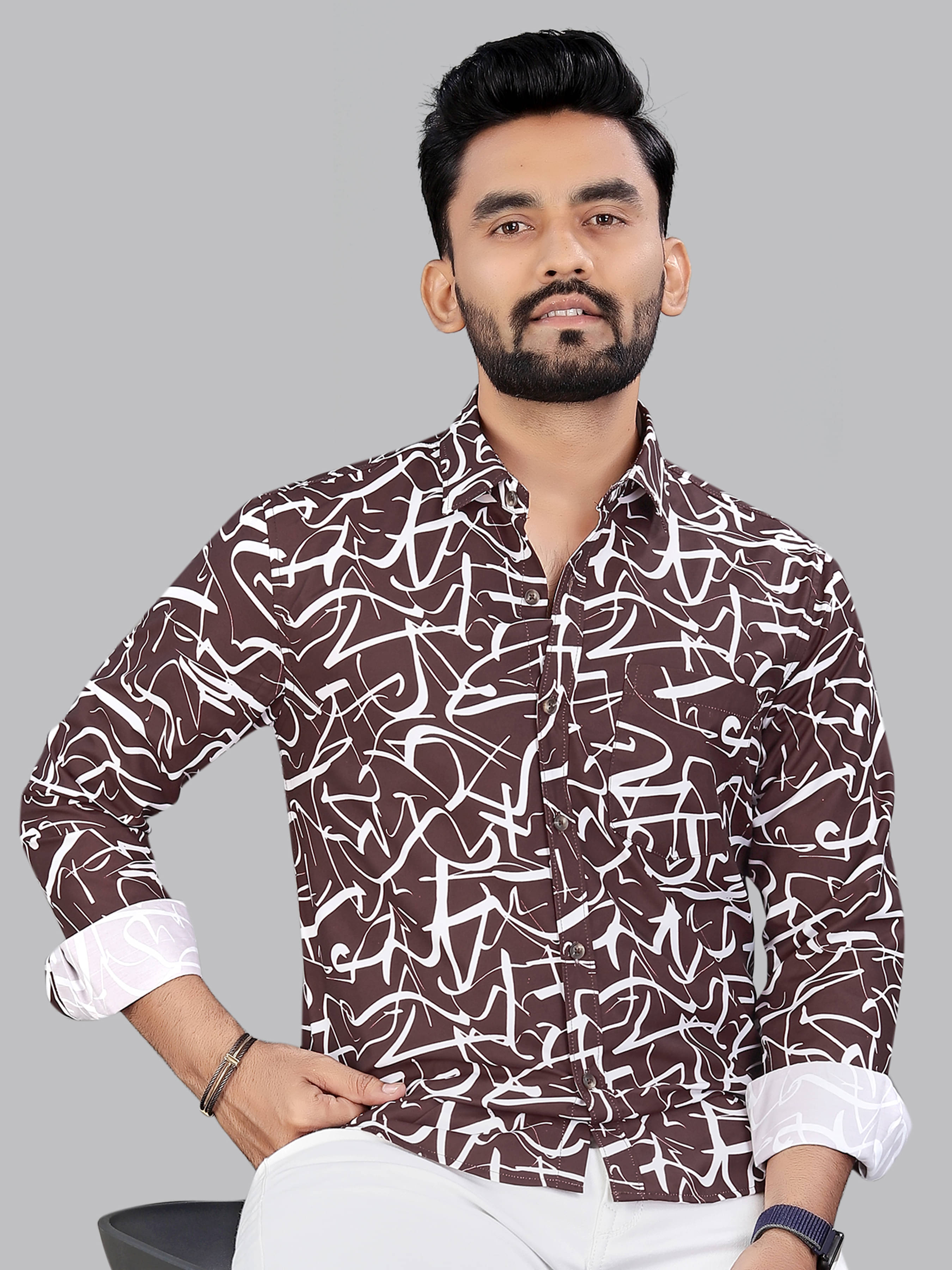 ADWYN PETER 100% Cotton Regular Fit Printed Full Sleeves Men's Casual Shirt - Brown ( Pack of 1 ) ADWYN PETER 100% Cotton Regular Fit Printed Full Sleeves Men's Casual Shirt - Brown ( Pack of 1 )