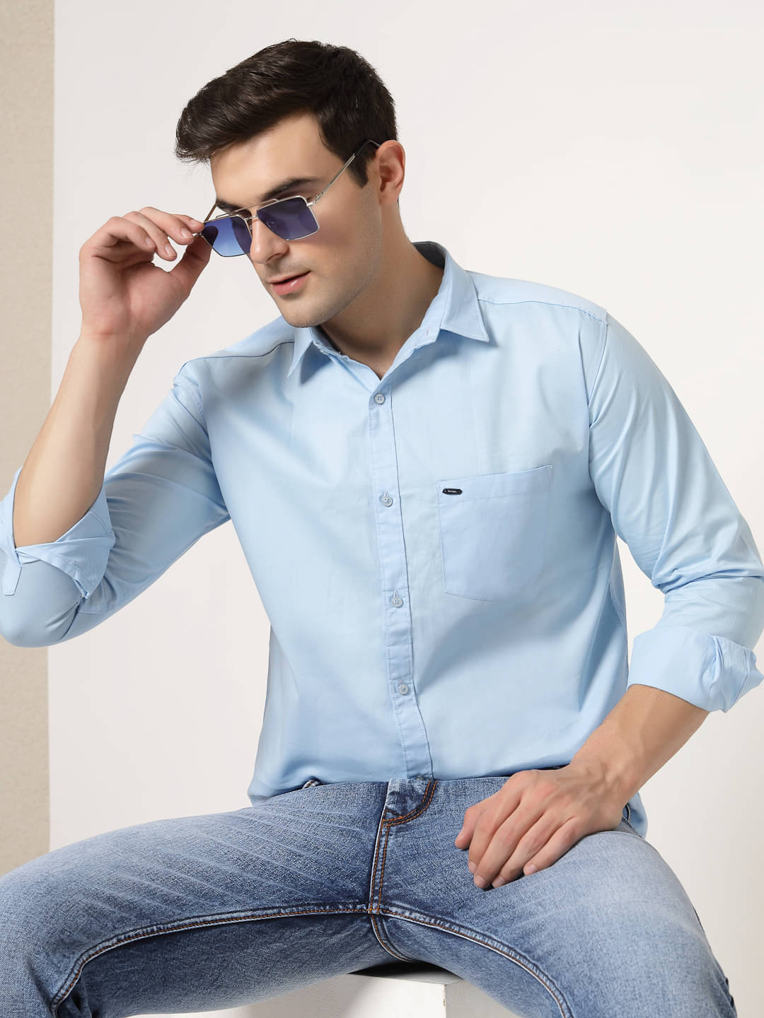     			ADWYN PETER 100% Cotton Regular Fit Solids Full Sleeves Men's Casual Shirt - Lavender ( Pack of 1 )
