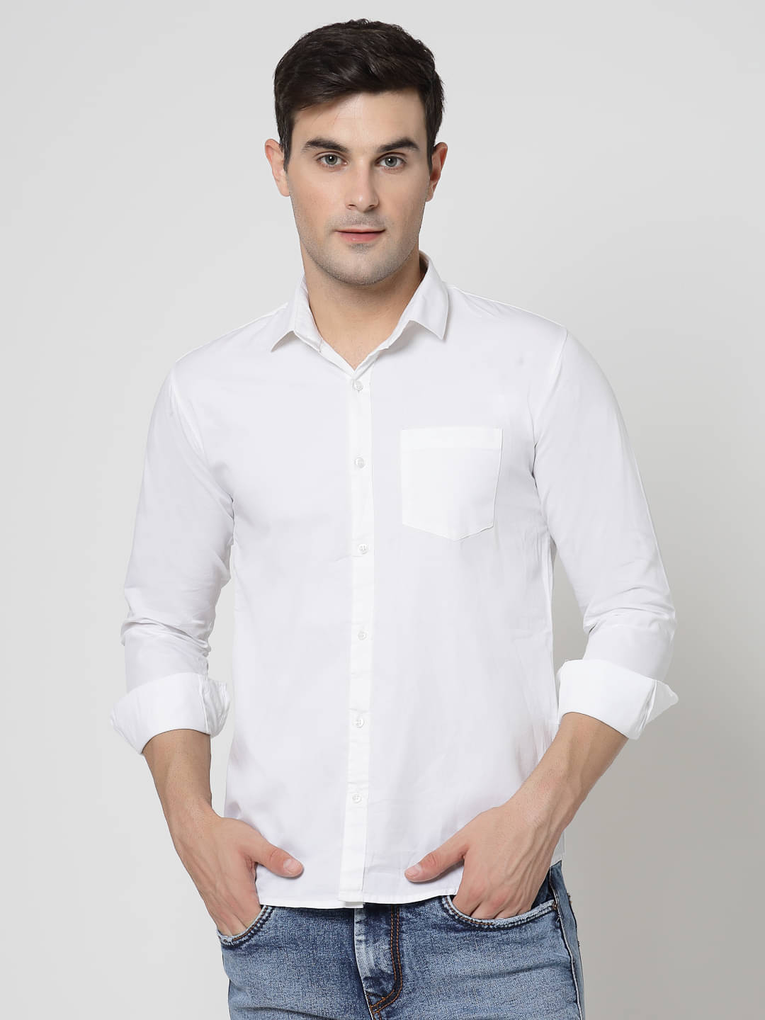     			ADWYN PETER 100% Cotton Regular Fit Solids Full Sleeves Men's Casual Shirt - White ( Pack of 1 )