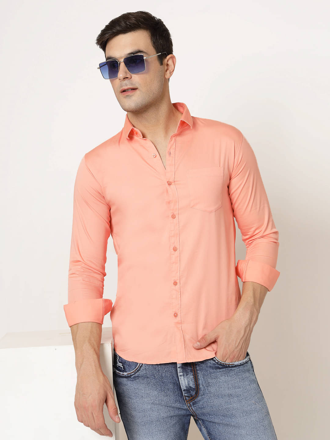 ADWYN PETER 100% Cotton Regular Fit Solids Full Sleeves Men's Casual Shirt - Orange ( Pack of 1 ) ADWYN PETER 100% Cotton Regular Fit Solids Full Sleeves Men's Casual Shirt - Orange ( Pack of 1 )