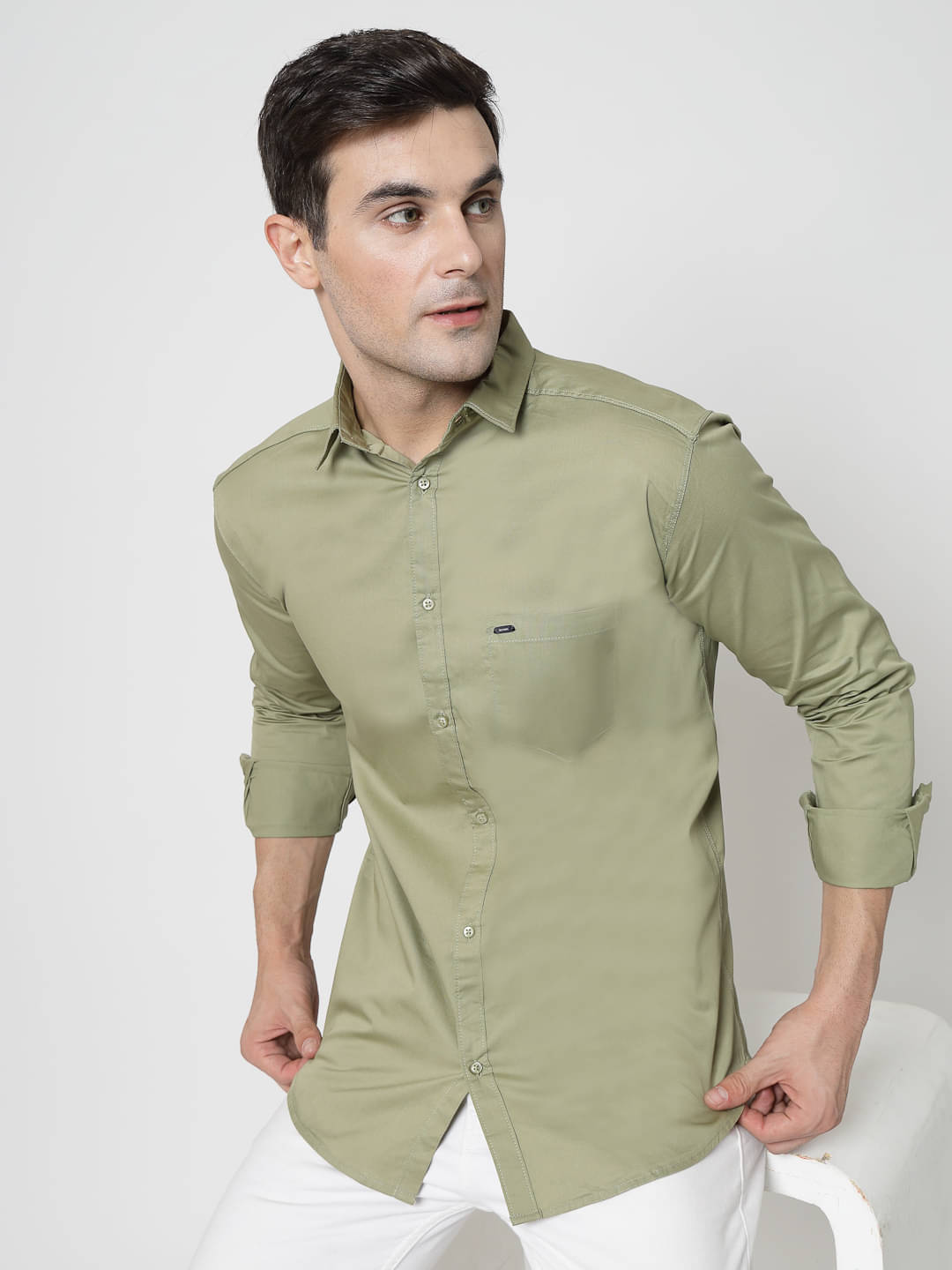    			ADWYN PETER 100% Cotton Regular Fit Solids Full Sleeves Men's Casual Shirt - Green ( Pack of 1 )