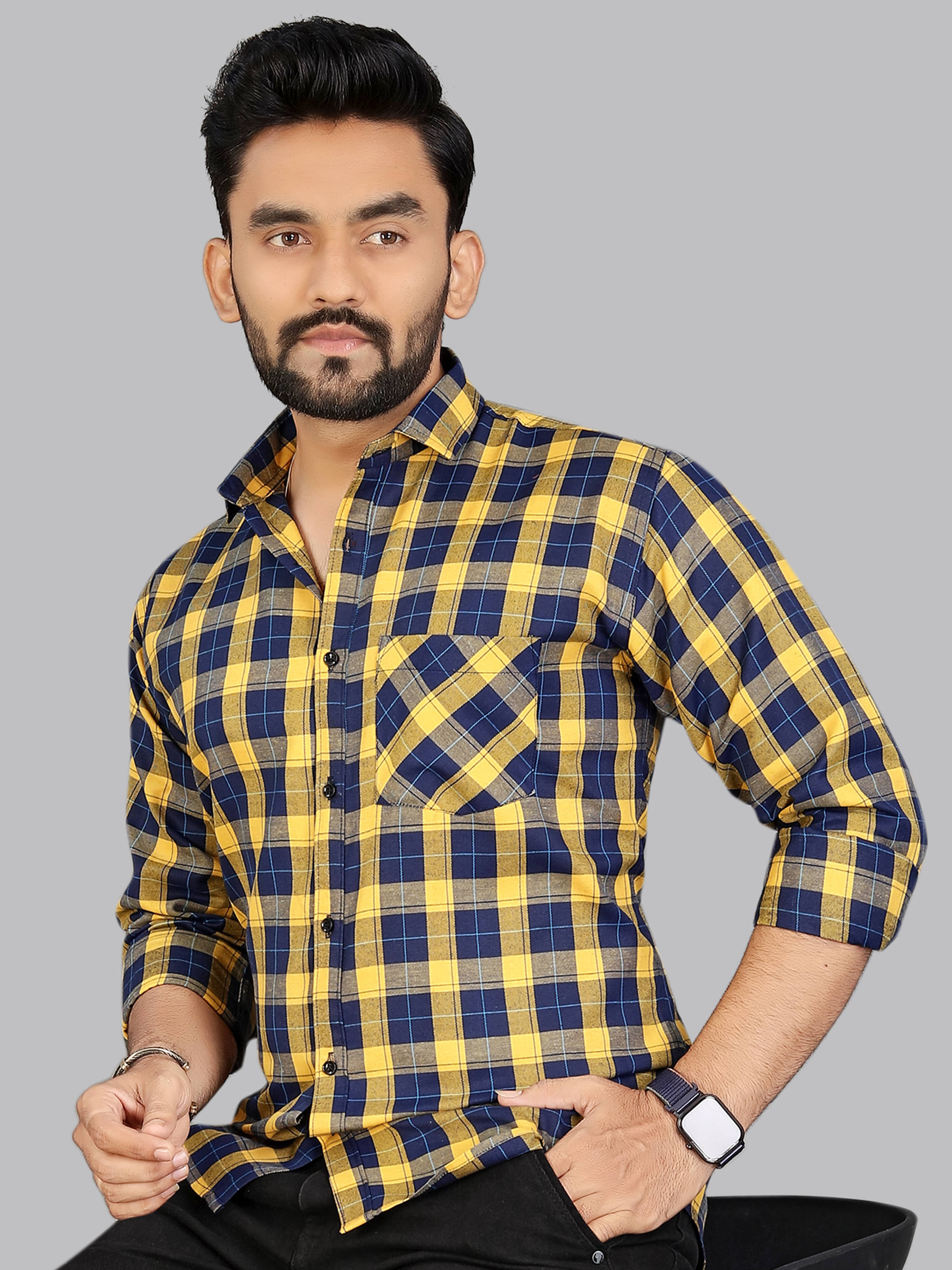 ADWYN PETER 100% Cotton Regular Fit Checks Full Sleeves Men's Casual Shirt - Yellow ( Pack of 1 ) ADWYN PETER 100% Cotton Regular Fit Checks Full Sleeves Men's Casual Shirt - Yellow ( Pack of 1 )