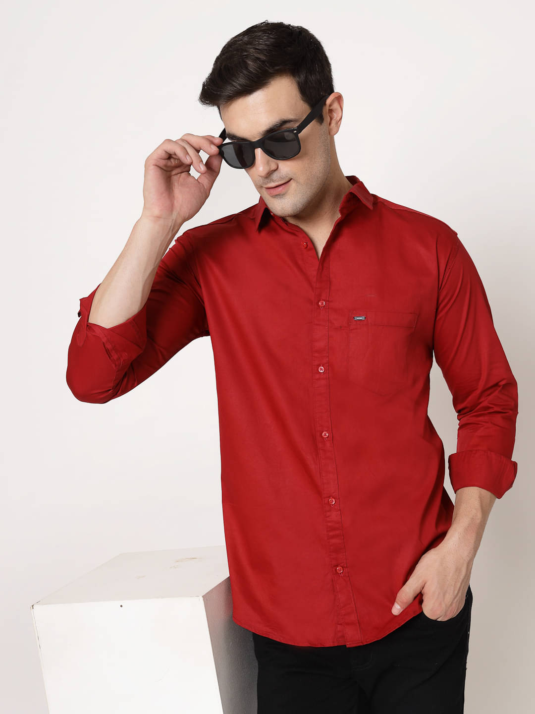 ADWYN PETER 100% Cotton Regular Fit Solids Full Sleeves Men's Casual Shirt - Red ( Pack of 1 ) ADWYN PETER 100% Cotton Regular Fit Solids Full Sleeves Men's Casual Shirt - Red ( Pack of 1 )