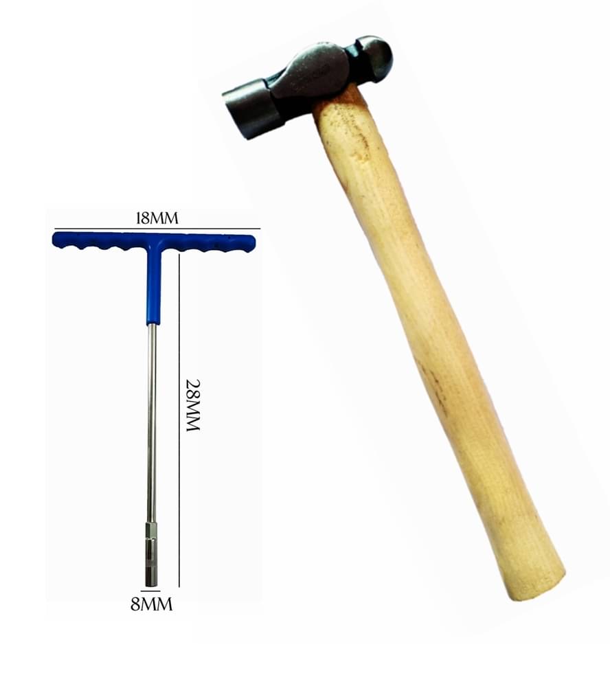 Ball Pein Hammer 200gm & T-Handle Socket 8mm Combo Oaykay Hand Tools     			Ball Pein Hammer 200gm & T-Handle Socket 8mm Combo Oaykay Hand Tools