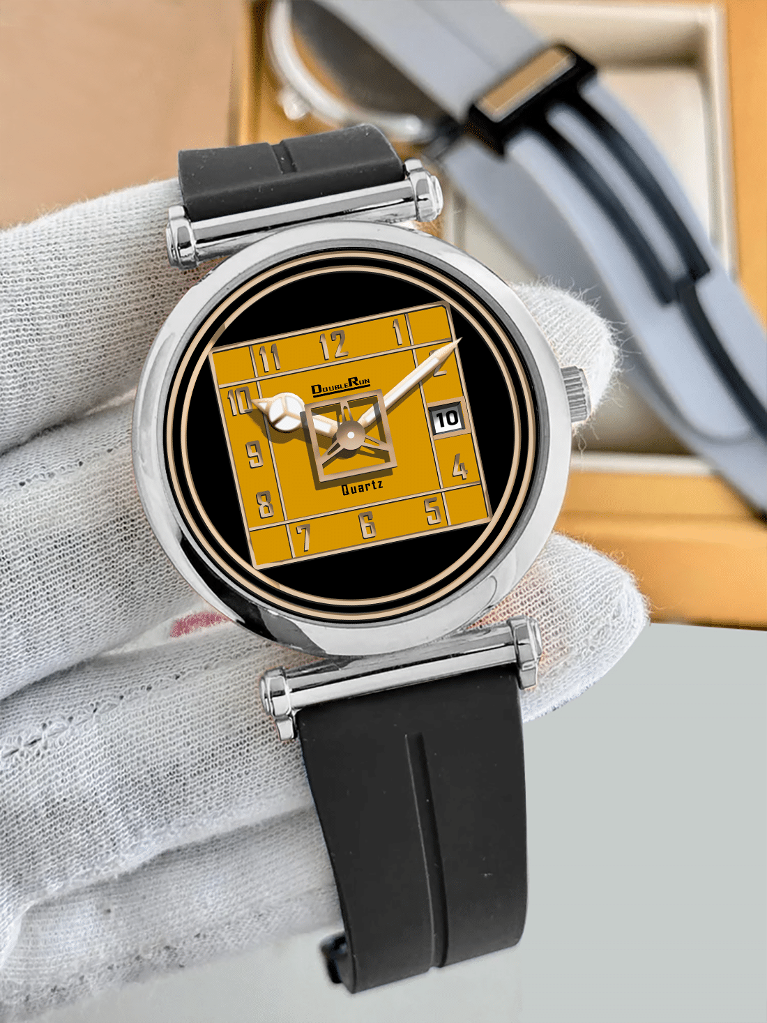     			DoubleRun Black Silicon Analog Men's Watch