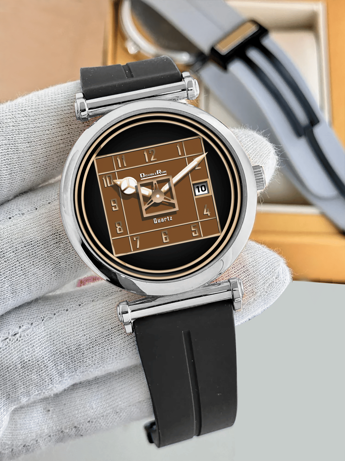     			DoubleRun Black Silicon Analog Men's Watch
