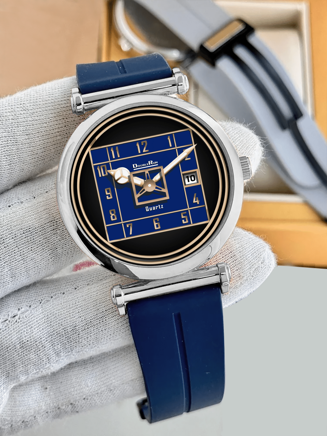     			DoubleRun Navy Blue Silicon Analog Men's Watch