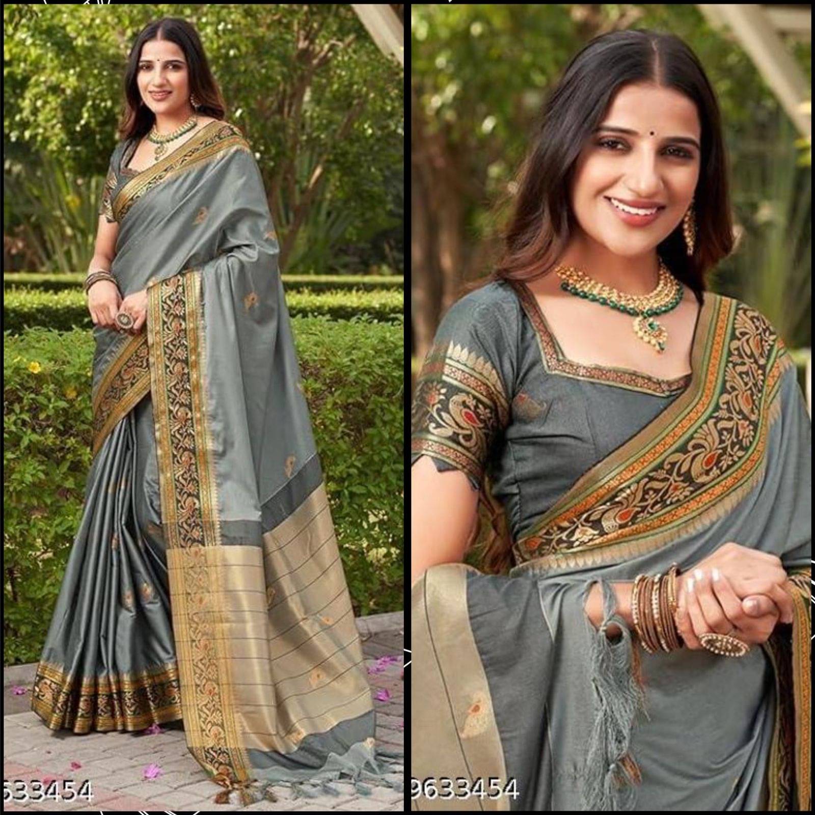     			Kalpana Creation Cotton Silk Woven Saree With Unstitched Blouse Piece ( Grey )
