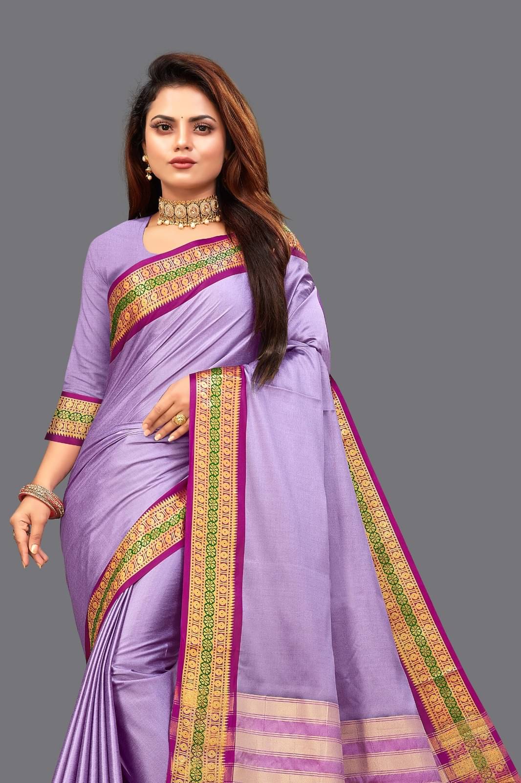 Kalpana Creation Cotton Silk Woven Saree With Unstitched Blouse Piece ( Lavender )     			Kalpana Creation Cotton Silk Woven Saree With Unstitched Blouse Piece ( Lavender )