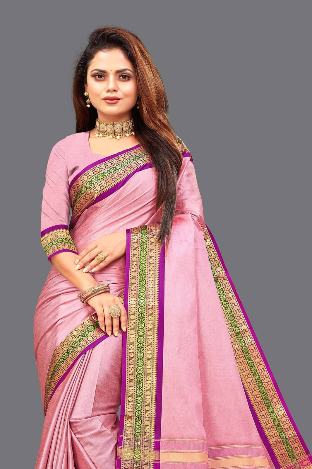 Kalpana Creation Cotton Silk Woven Saree With Unstitched Blouse Piece ( Pink ) Kalpana Creation Cotton Silk Woven Saree With Unstitched Blouse Piece ( Pink )
