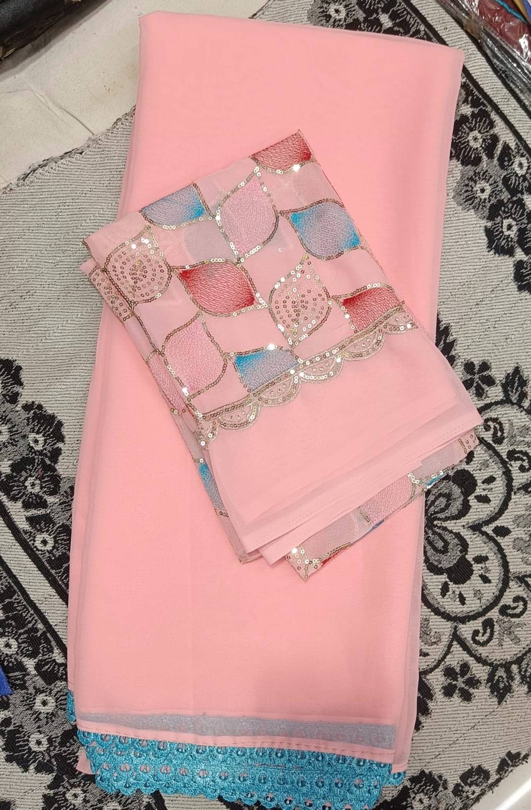 Kalpana Creation Georgette Solid Saree With Unstitched Blouse Piece ( Pink ) Kalpana Creation Georgette Solid Saree With Unstitched Blouse Piece ( Pink )