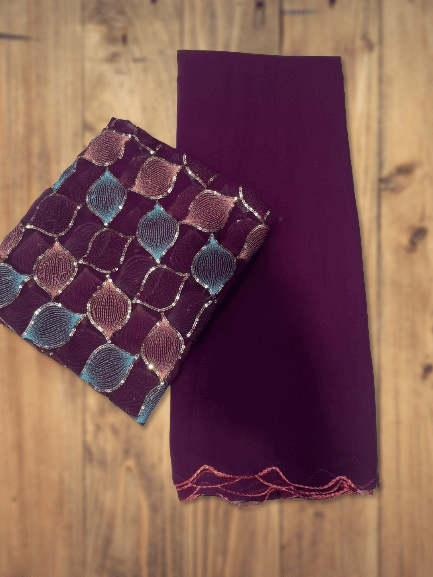 Kalpana Creation Georgette Solid Saree With Unstitched Blouse Piece ( Purple )     			Kalpana Creation Georgette Solid Saree With Unstitched Blouse Piece ( Purple )