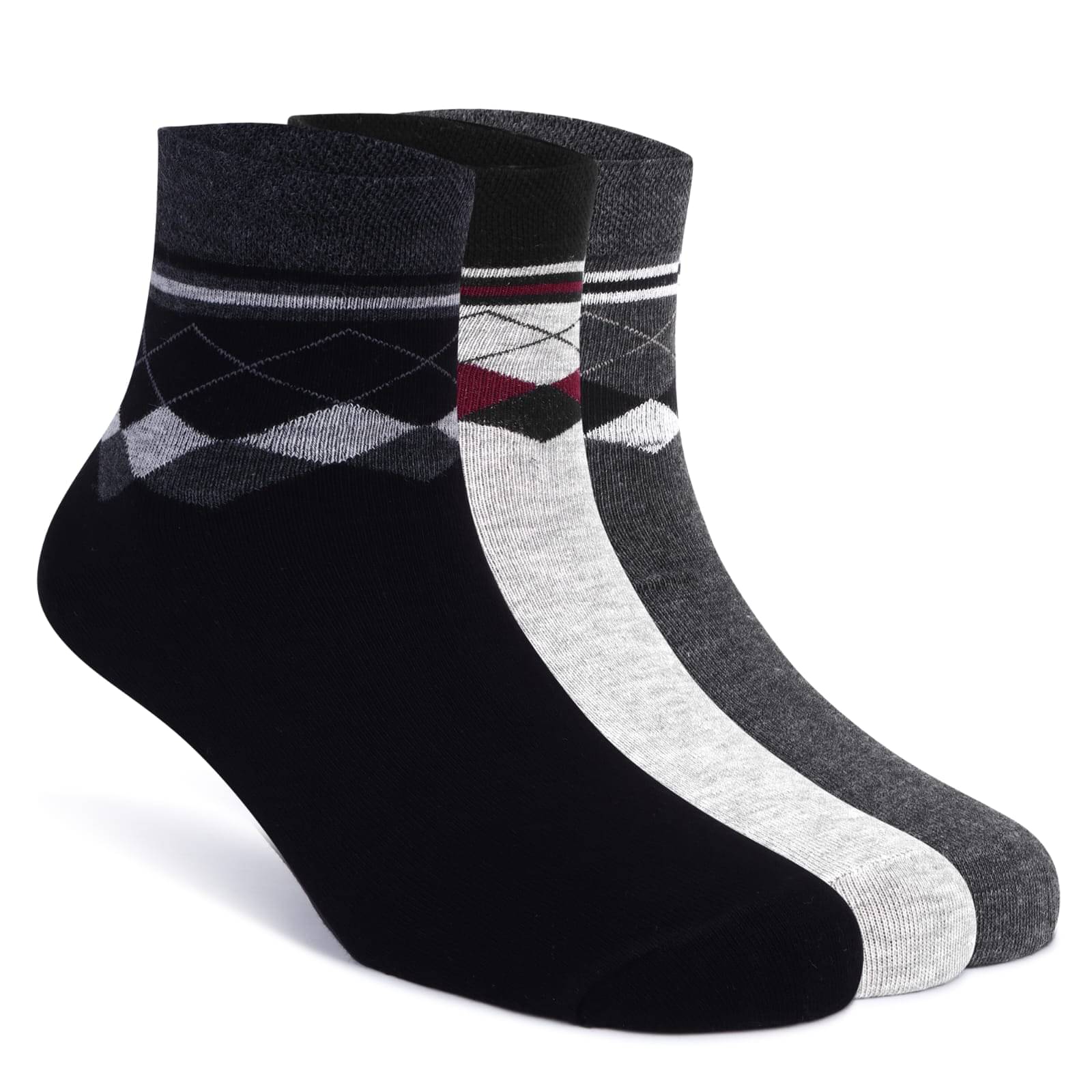     			PLAE Cotton Men's Solid Multicolor Ankle Length Socks ( Pack of 3 )