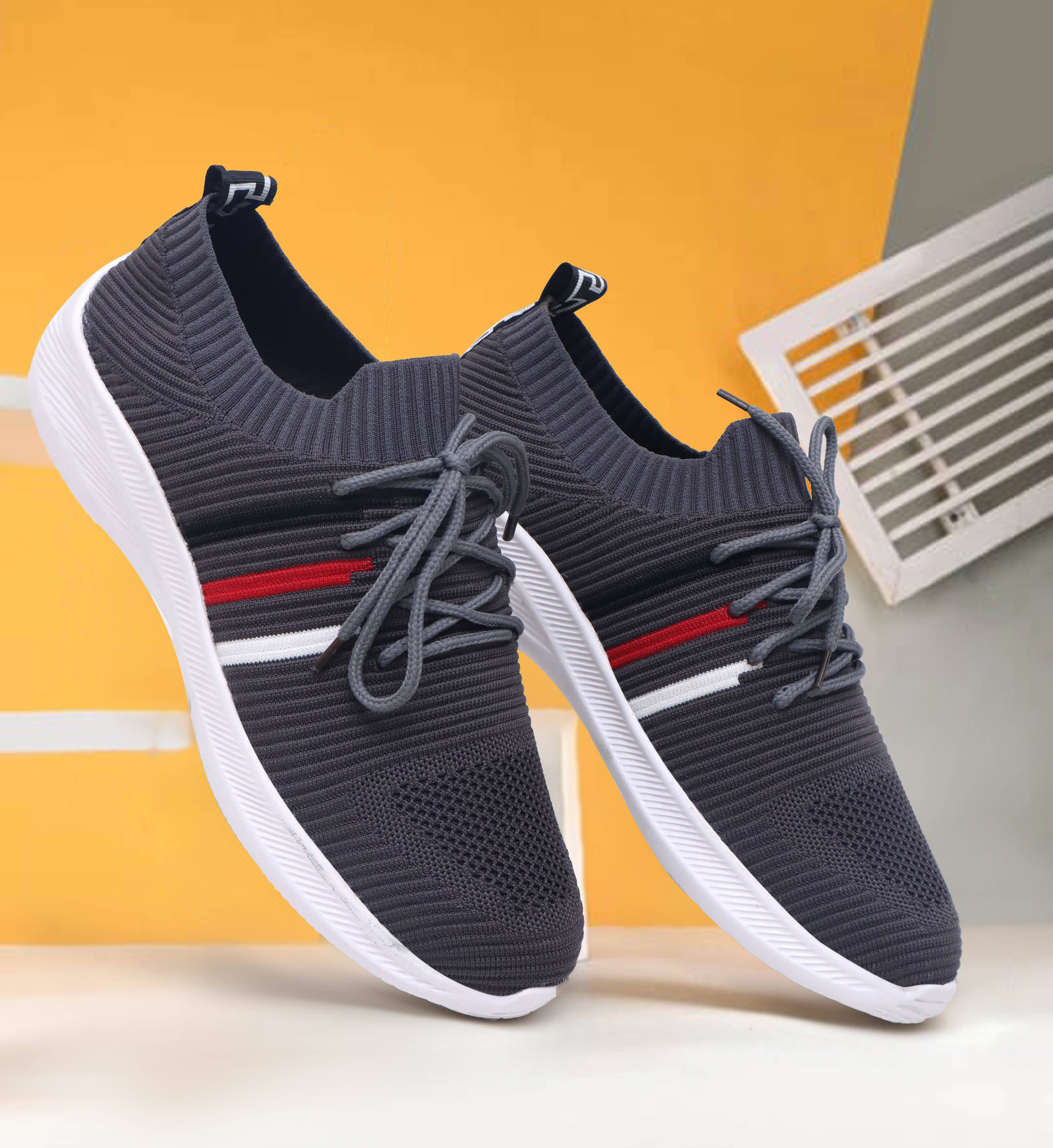     			SHUAN Grey Melange Men's Outdoor Shoes