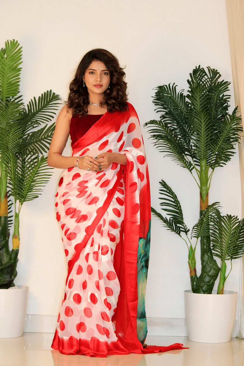 Sitanjali Lifestyle Georgette Printed Saree With Unstitched Blouse Piece ( Red )     			Sitanjali Lifestyle Georgette Printed Saree With Unstitched Blouse Piece ( Red )