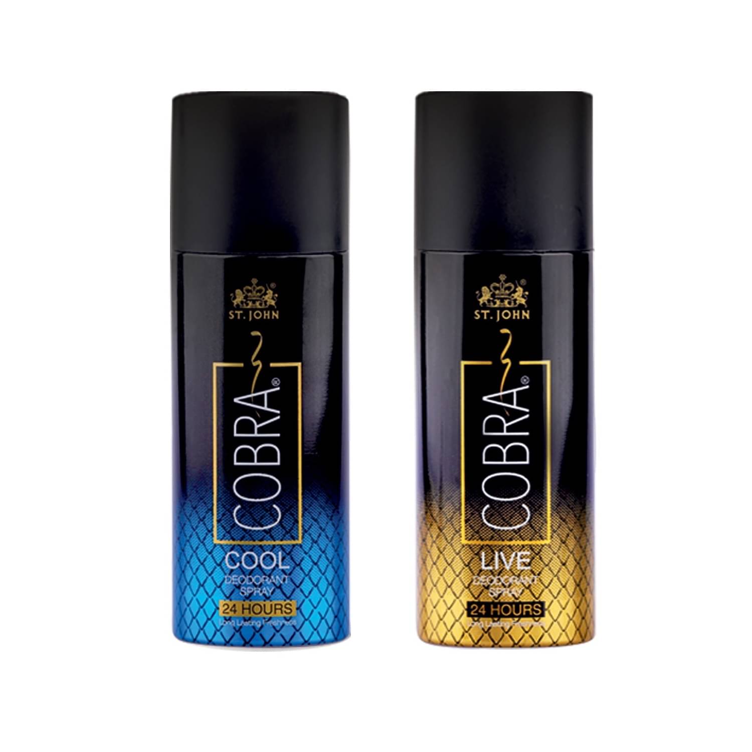 St. John Cobra Live & Cool Deo 50ml Each, Cobra Deodorant Spray for Men 50 ml ( Pack of 2 ) St. John Cobra Live & Cool Deo 50ml Each, Cobra Deodorant Spray for Men 50 ml ( Pack of 2 )