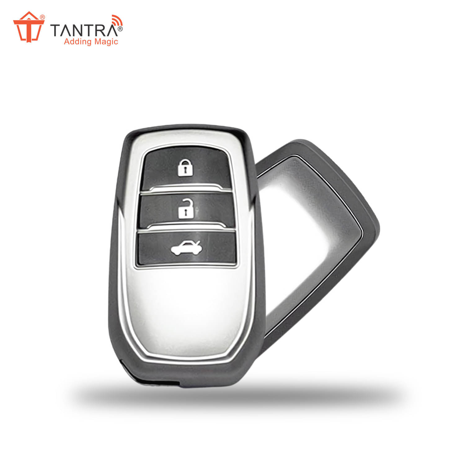     			TANTRA Premium TPU Key Cover Compatible with Toyota Fortuner | Fortuner Legender | Innova Hycross 3 Button Smart Key - Grey