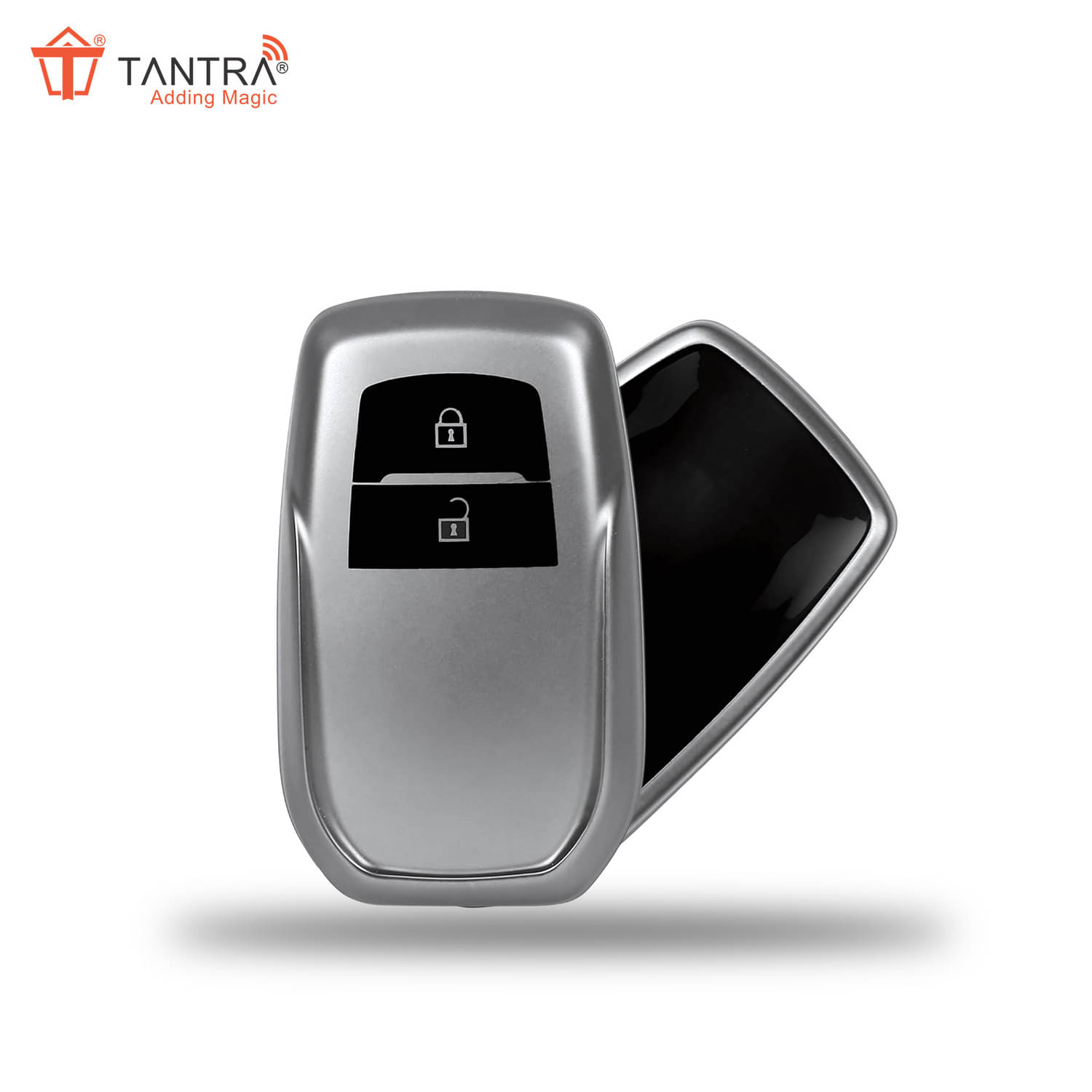 TANTRA TPU Leather Car Key Cover Compatible with Toyota Fortuner, Innova Crysta Smart Key Grey     			TANTRA TPU Leather Car Key Cover Compatible with Toyota Fortuner, Innova Crysta Smart Key Grey