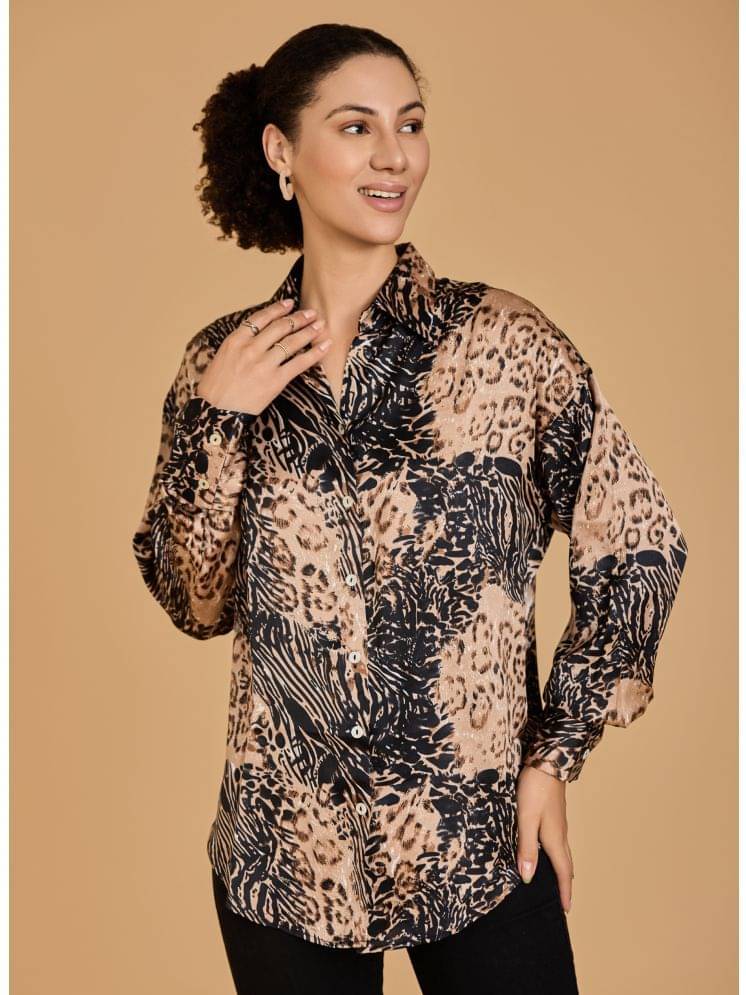     			Urban Sundari Women Printed Satin Shirt ( Brown )