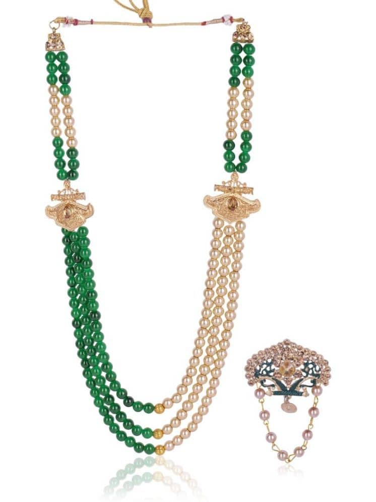 Wedding Groom Mala & Brooch Set for Men - Jewellery Sets | Buy online on ZillyBuy