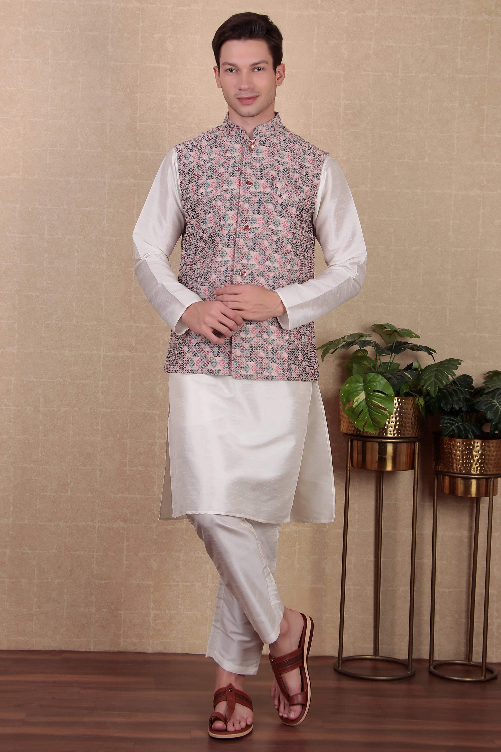 koshin Multicolor Cotton Regular Fit Men's Kurta Pyjama Set ( Pack of 1 )     			koshin Multicolor Cotton Regular Fit Men's Kurta Pyjama Set ( Pack of 1 )