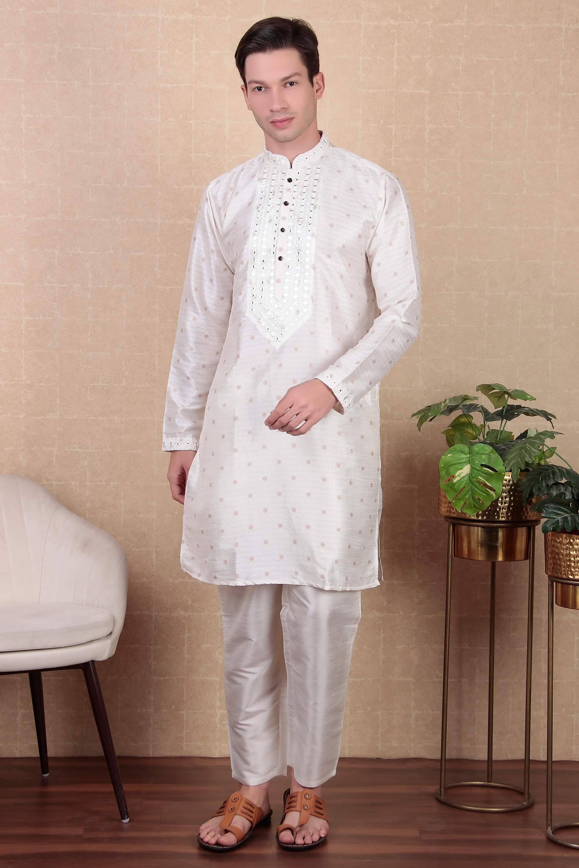 koshin White Cotton Regular Fit Men's Kurta Pyjama Set ( Pack of 1 ) koshin White Cotton Regular Fit Men's Kurta Pyjama Set ( Pack of 1 )