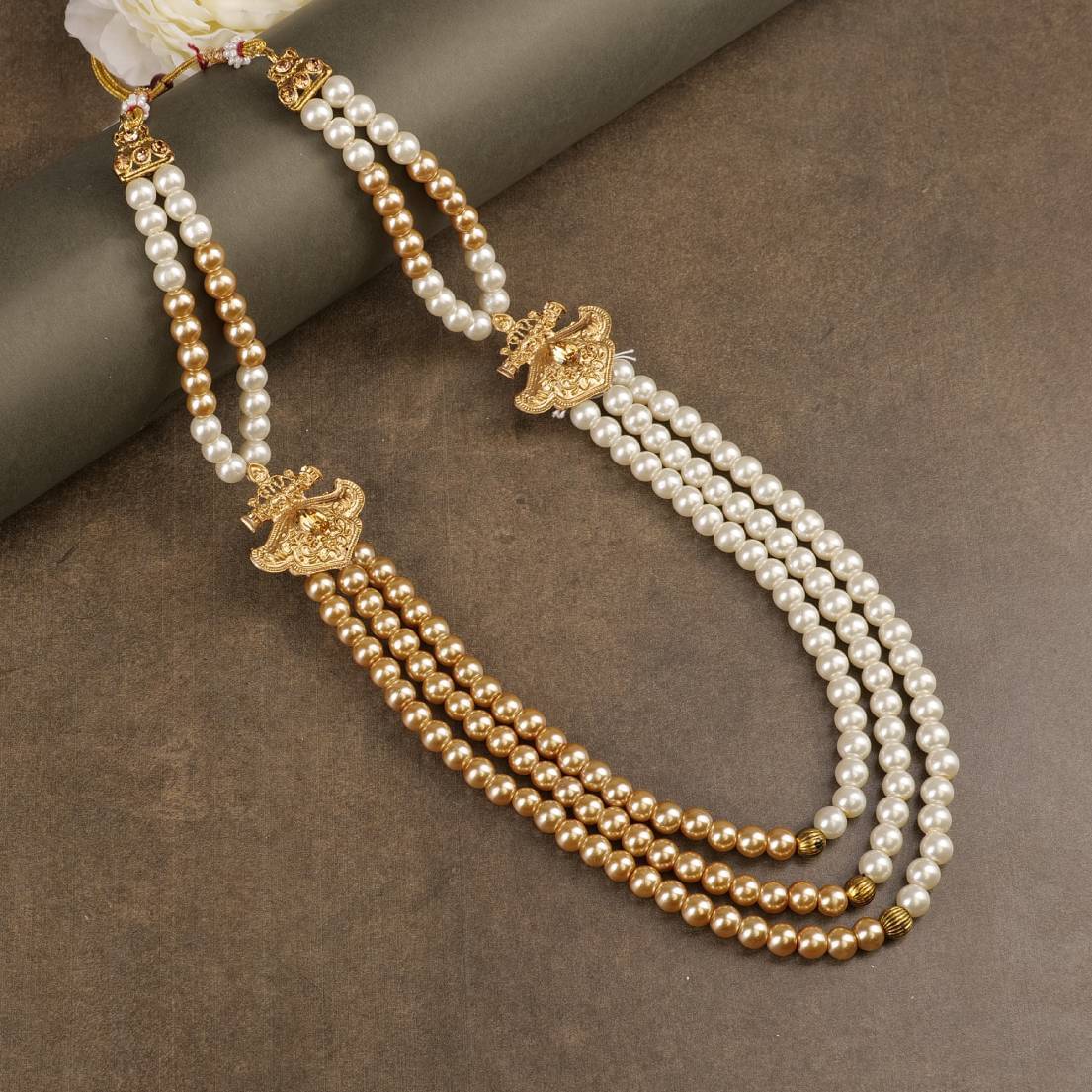     			pearl beads Dulha groom sherwani Necklace/Moti Mala for Men for wedding | Exquisite Groom Mala | Perfect for Grooms
