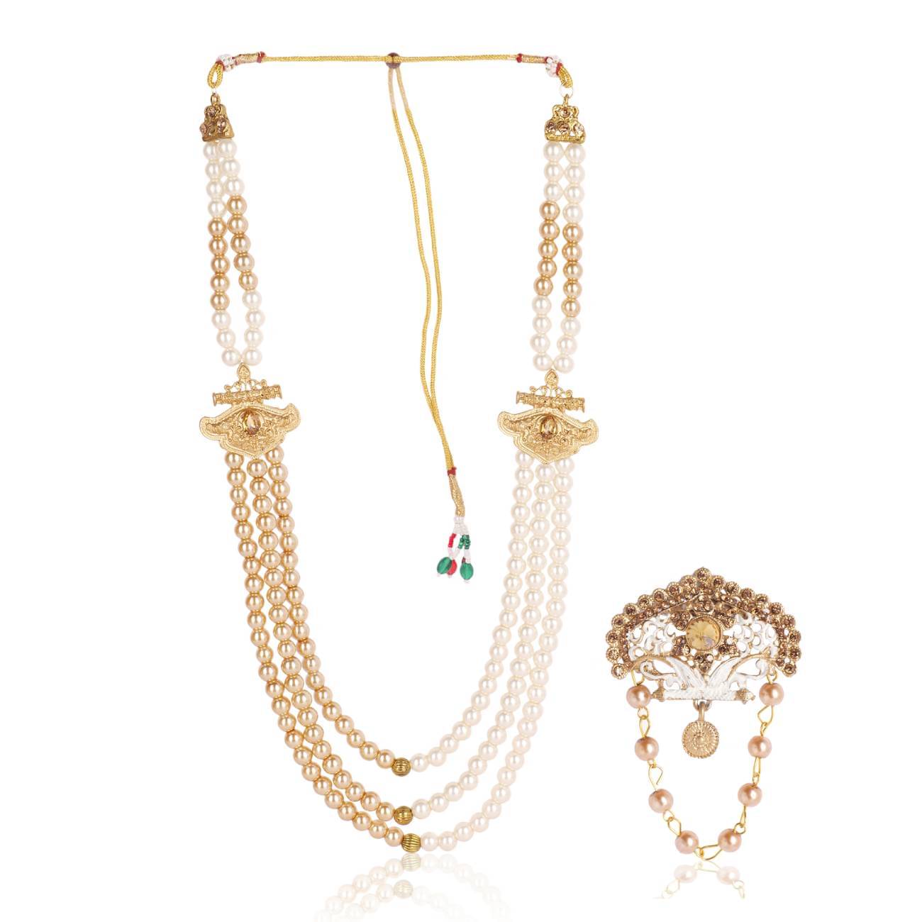     			pearl beads Dulha groom sherwani Necklace/Moti Mala for Men for wedding | Exquisite Groom Mala | Perfect for Grooms