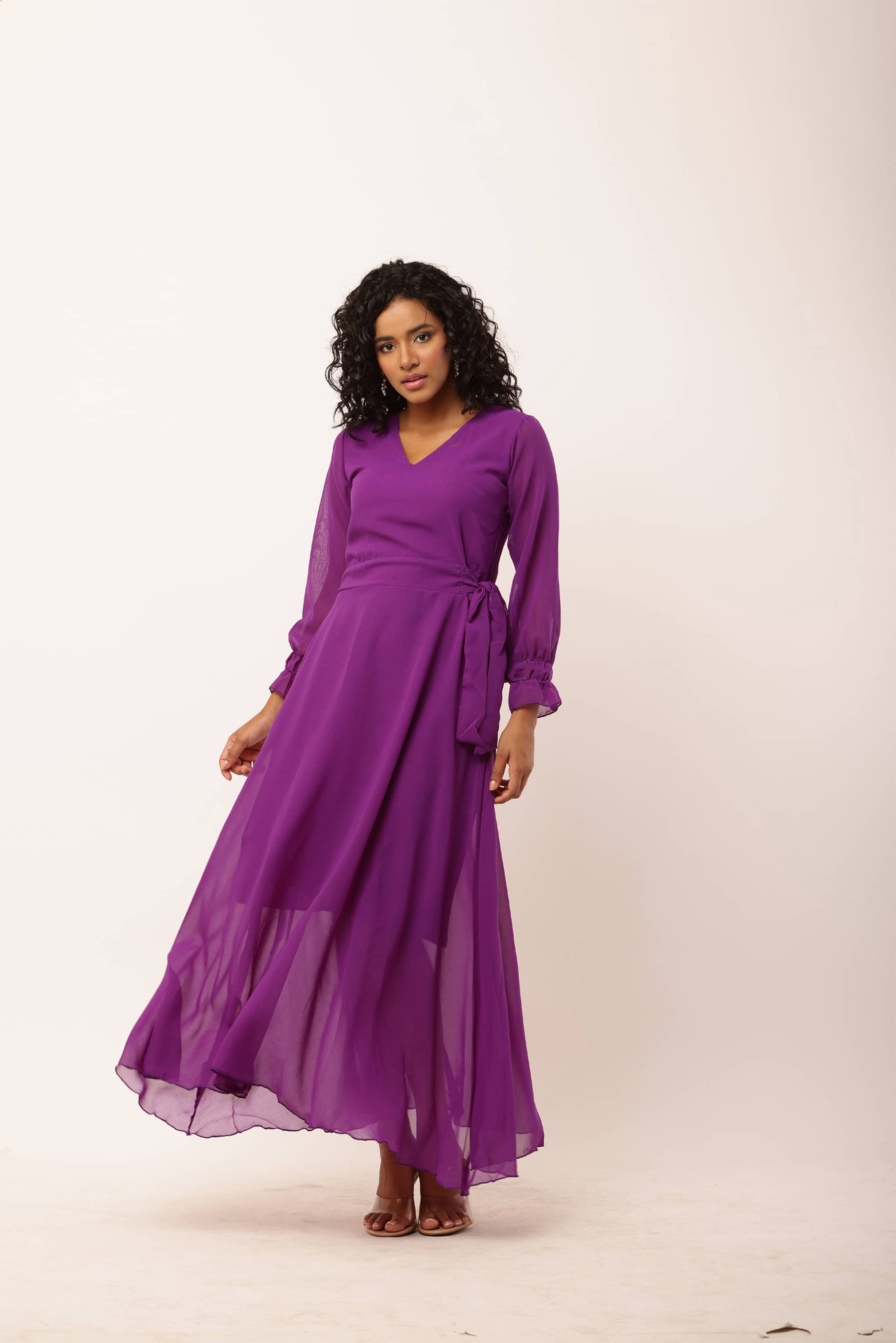 vivient femme Women Georgette Solid Fit & Flare Dress ( Purple ) vivient femme Women Georgette Solid Fit & Flare Dress ( Purple )