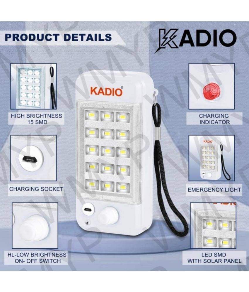     			Kadio - 10W Rechargeable Flashlight Torch ( Pack of 1 )