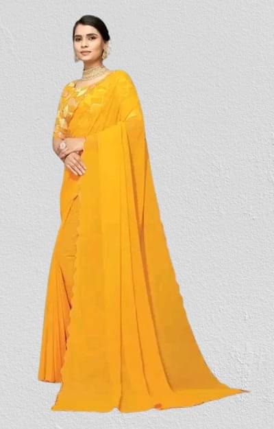     			Kalpana Creation Georgette Solid Saree With Unstitched Blouse Piece ( Multicolor )