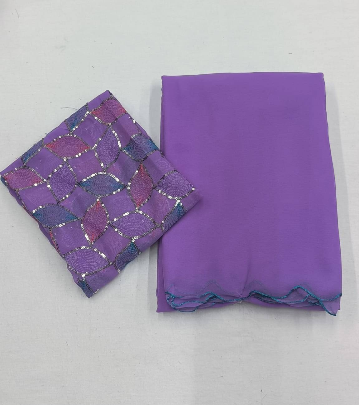 Kalpana Creation Georgette Solid Saree With Unstitched Blouse Piece ( Multicolor ) Kalpana Creation Georgette Solid Saree With Unstitched Blouse Piece ( Multicolor )