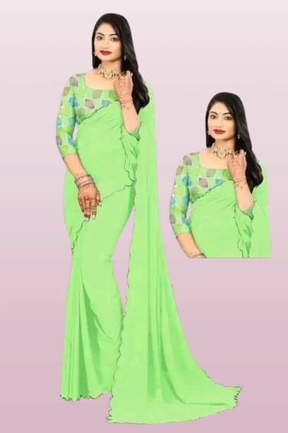 Kalpana Creation Georgette Solid Saree With Unstitched Blouse Piece ( Multicolor ) Kalpana Creation Georgette Solid Saree With Unstitched Blouse Piece ( Multicolor )