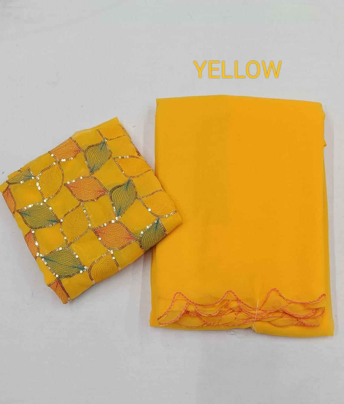 Kalpana Creation Georgette Solid Saree With Unstitched Blouse Piece ( Multicolor ) Kalpana Creation Georgette Solid Saree With Unstitched Blouse Piece ( Multicolor )