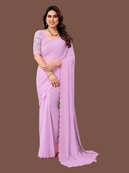 Kalpana Creation Georgette Solid Saree With Unstitched Blouse Piece ( Multicolor )     			Kalpana Creation Georgette Solid Saree With Unstitched Blouse Piece ( Multicolor )