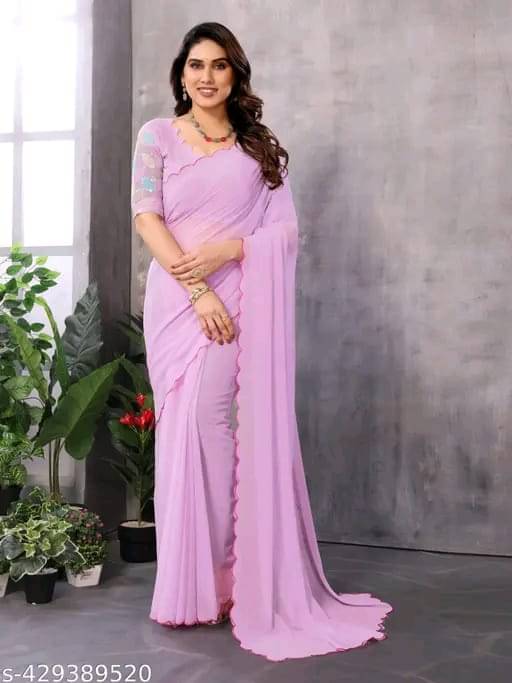     			Kalpana Creation Georgette Solid Saree With Unstitched Blouse Piece ( Multicolor )